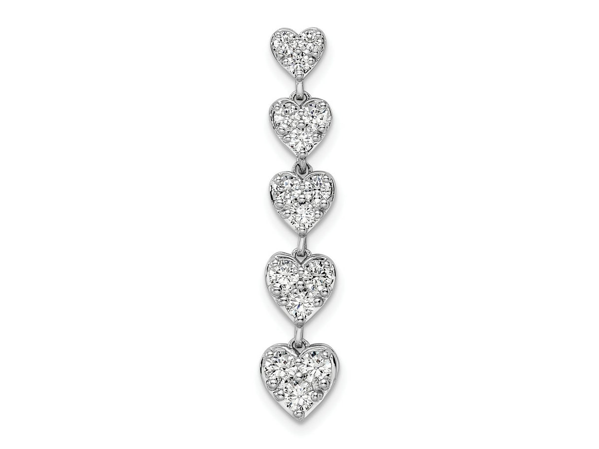 FJC Finejewelers 14 kt White Gold Lab Grown Diamonds VS/SI GH, 5 Heart Chain Slide Charm 35 x 7 mm