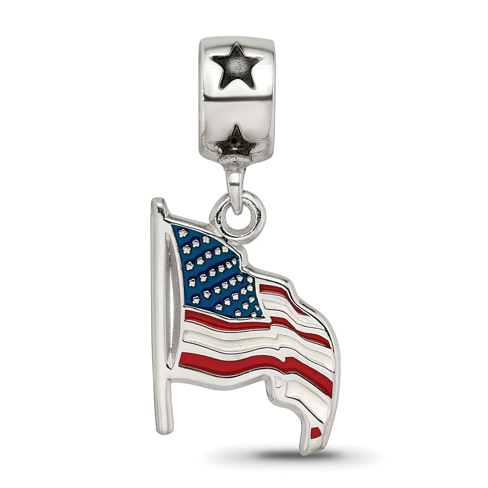 FJC Finejewelers 925 Sterling Silver Flag Waving Enameled on Star Bead Bail 15 mm