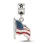 FJC Finejewelers 925 Sterling Silver Flag Waving Enameled on Star Bead Bail 15 mm