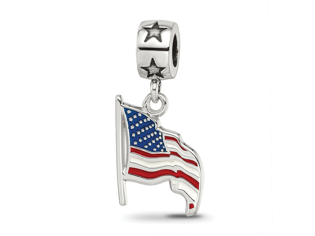 FJC Finejewelers 925 Sterling Silver Flag Waving Enameled on Star Bead Bail 15 mm