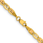FJC Finejewelers 14 kt Tri Color Gold Link Tri-color Pavé Valentino Chain 26 Inches x 3.8 mm
