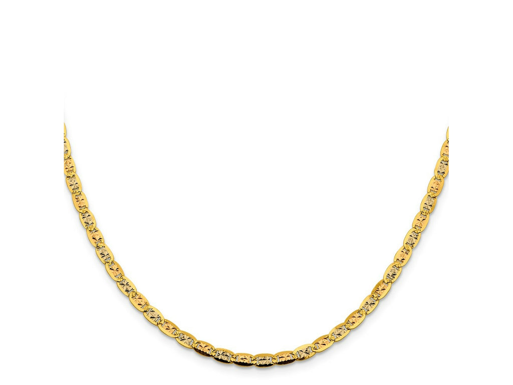 FJC Finejewelers 14 kt Tri Color Gold Link Tri-color Pavé Valentino Chain 26 Inches x 3.8 mm