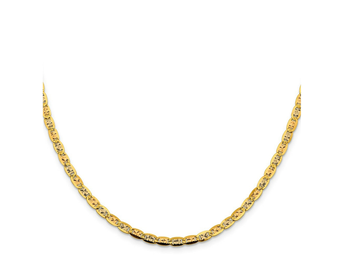 FJC Finejewelers 14 kt Tri Color Gold Link Tri-color Pavé Valentino Chain 26 Inches x 3.8 mm