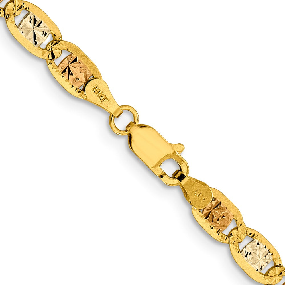 FJC Finejewelers 14 kt Tri Color Gold Tri-color Pavé Valentino Chain 26 Inches x 4.65 mm