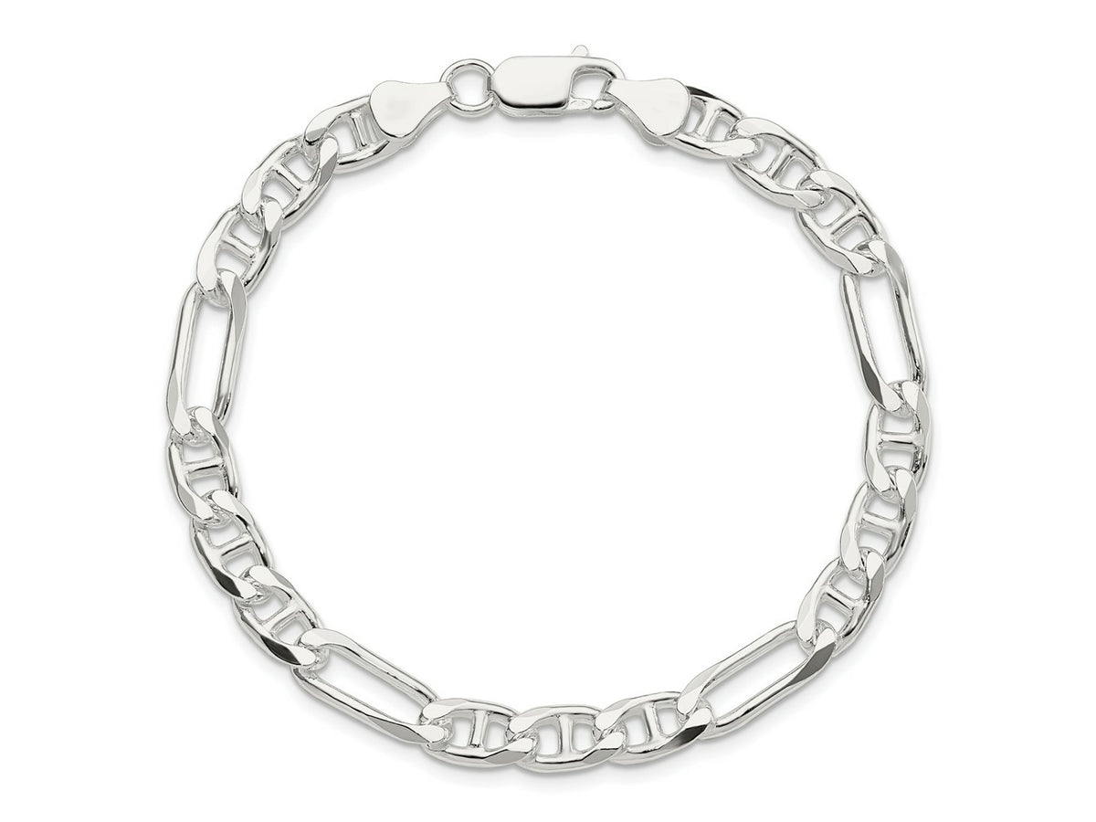 FJC Finejewelers 925 Sterling Silver Figaro Anchor Bracelet Chain 8 Inches x 6.5 mm