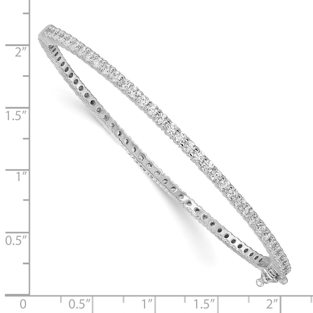 FJC Finejewelers 925 Sterling Silver Rhodium Plated CZ 68 Stone Hinged Bangle 2.35 mm