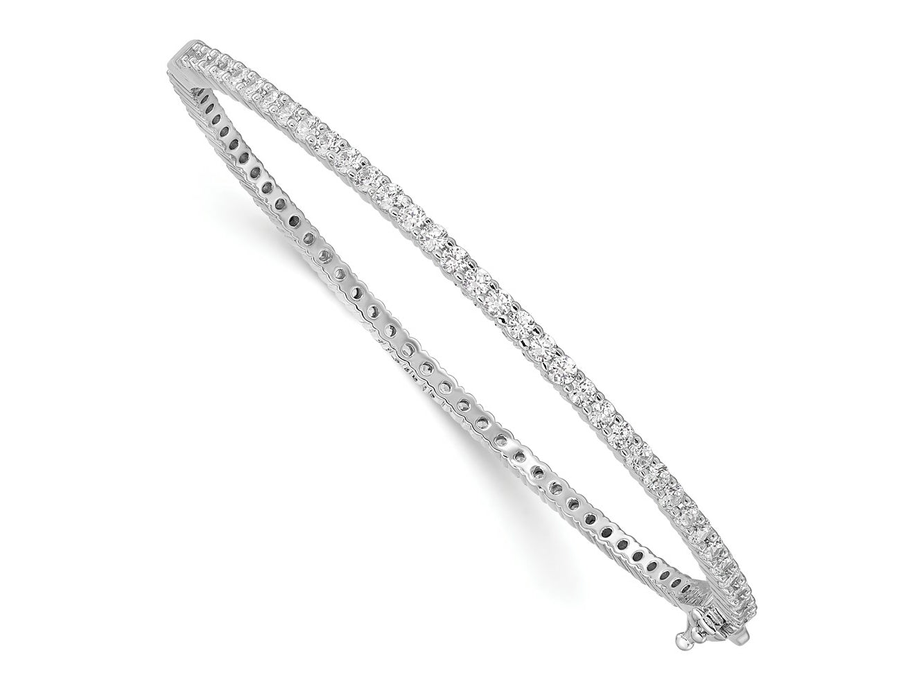 FJC Finejewelers 925 Sterling Silver Rhodium Plated CZ 68 Stone Hinged Bangle 2.35 mm