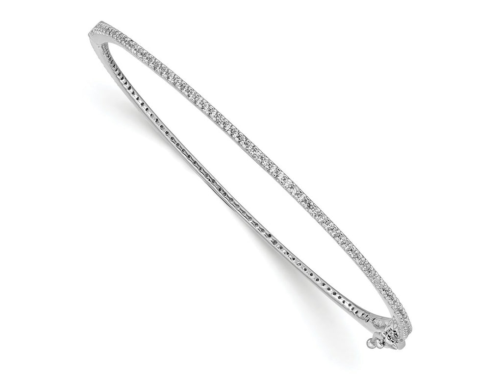 FJC Finejewelers 925 Sterling Silver Rhodium Plated CZ Hinged Bangle 1.55 mm