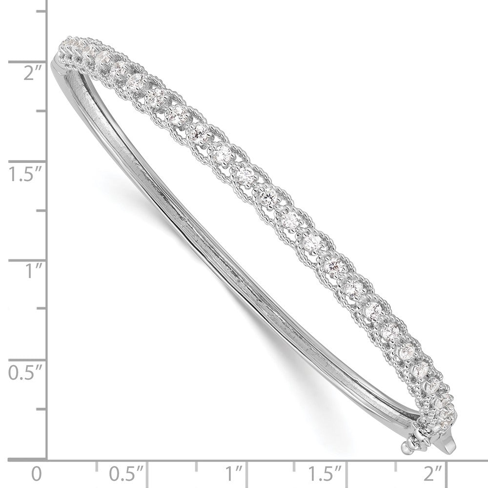 FJC Finejewelers 925 Sterling Silver Rhodium Plated CZ Hinged Bangle 4.27 mm