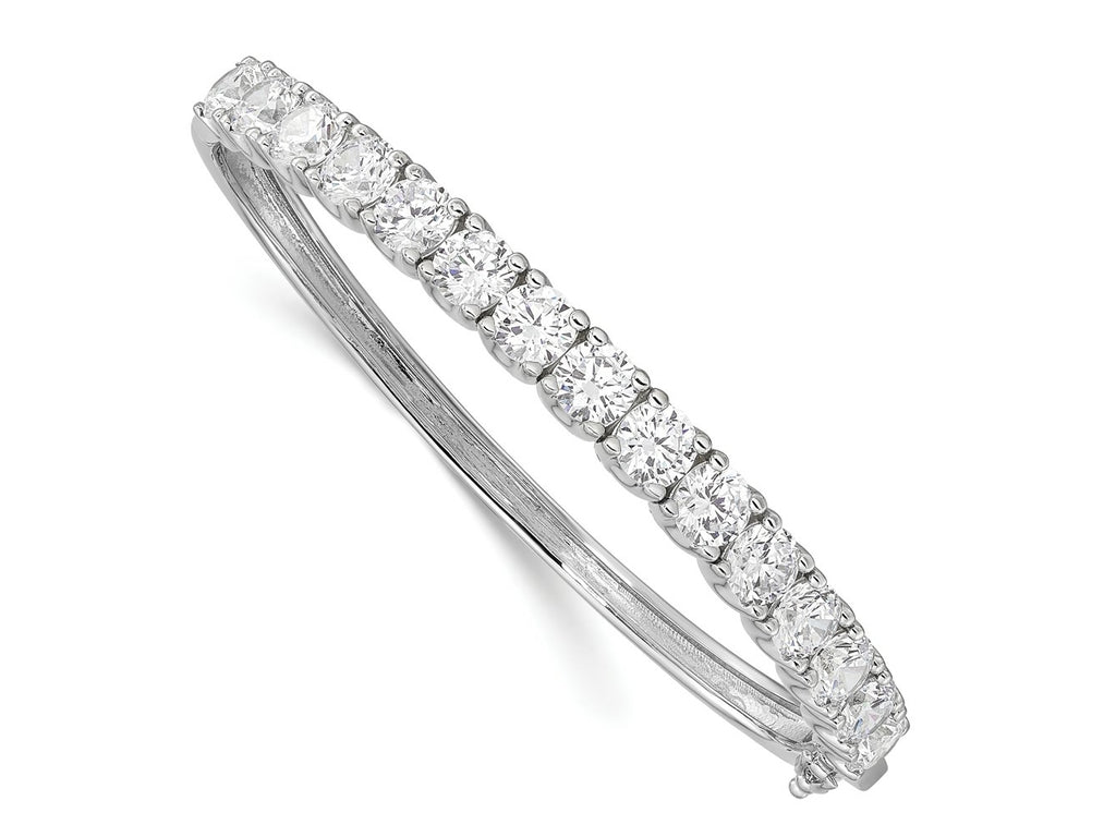 FJC Finejewelers 925 Sterling Silver Rhodium Plated CZ Hinged Bangle 6.2 mm