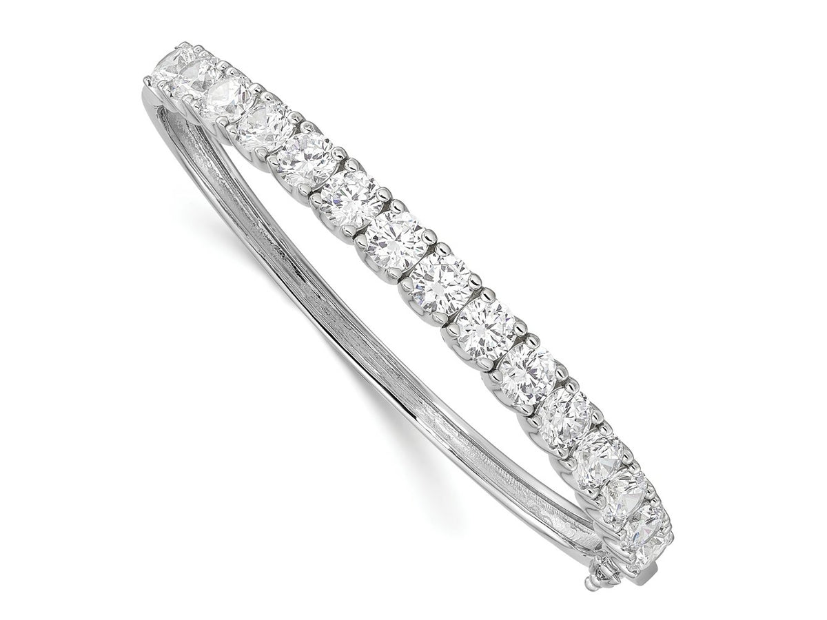 FJC Finejewelers 925 Sterling Silver Rhodium Plated CZ Hinged Bangle 6.2 mm