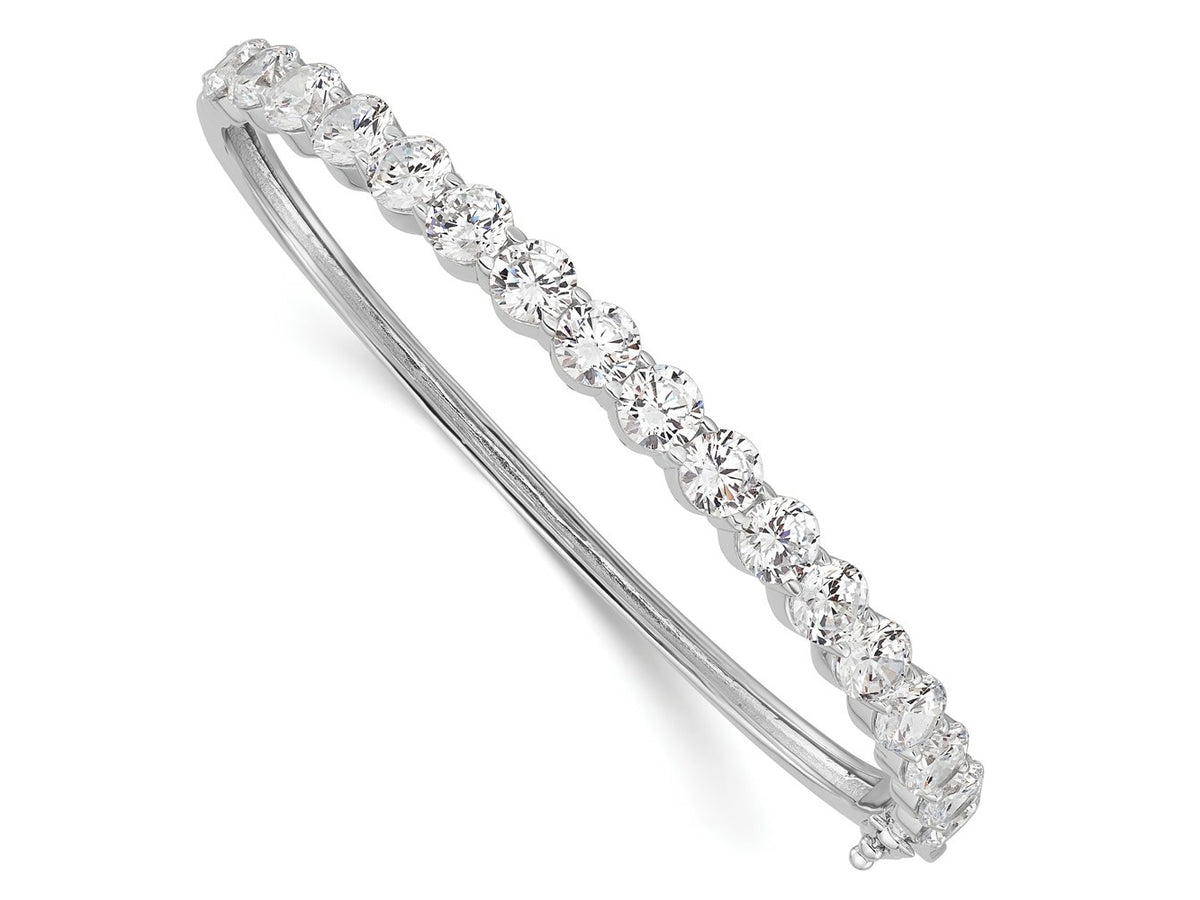 FJC Finejewelers 925 Sterling Silver Rhodium Plated CZ Hinged Bangle 5.4 mm