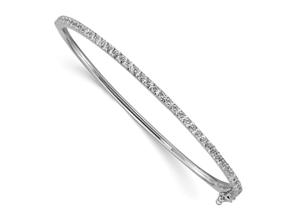 FJC Finejewelers 925 Sterling Silver Rhodium Plated CZ Hinged Bangle 2 mm