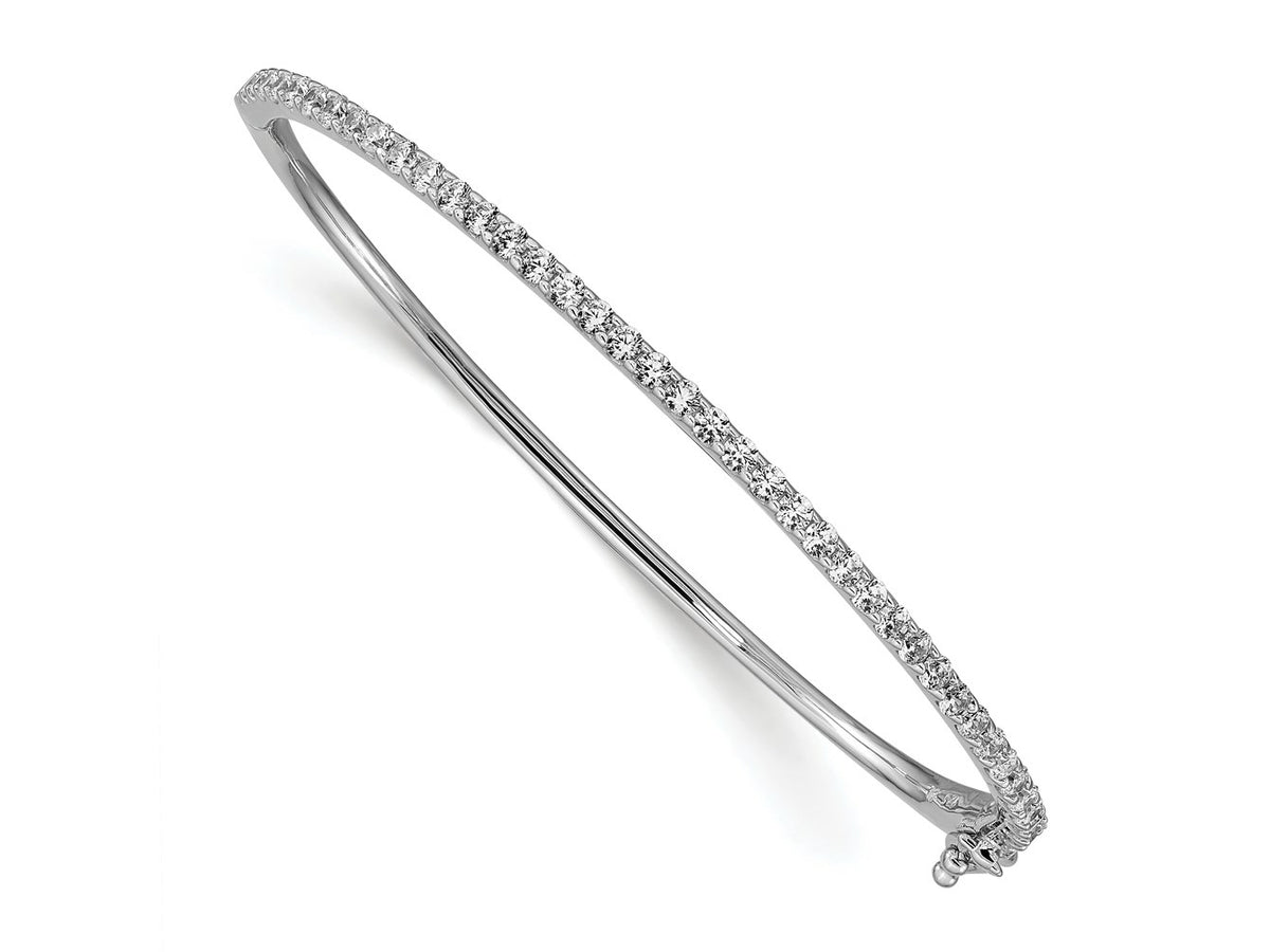 FJC Finejewelers 925 Sterling Silver Rhodium Plated CZ Hinged Bangle 2 mm