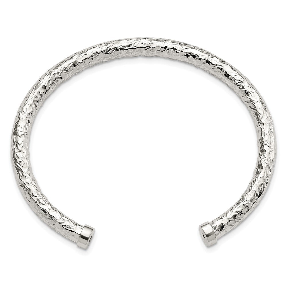 FJC Finejewelers 925 Sterling Silver Polished Textured Cuff Bangle