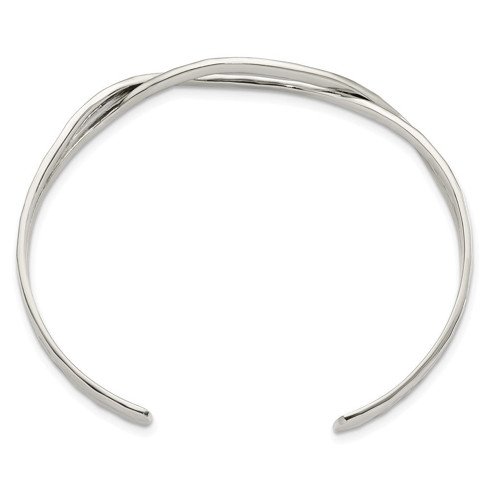 FJC Finejewelers 925 Sterling Silver Polished Hammered Criss Cross Cuff Bangle 7.5 Inches x 10 mm Bracelet