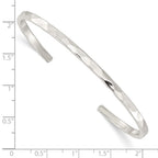 FJC Finejewelers 925 Sterling Silver Fancy Polished Hammered Cuff Bangle 8 Inches x 3.5 mm