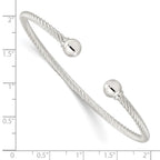 FJC Finejewelers 925 Sterling Silver Polished Twisted with 1 Thread Ball Cuff Bangle 7.75 Inches x 6.8 mm