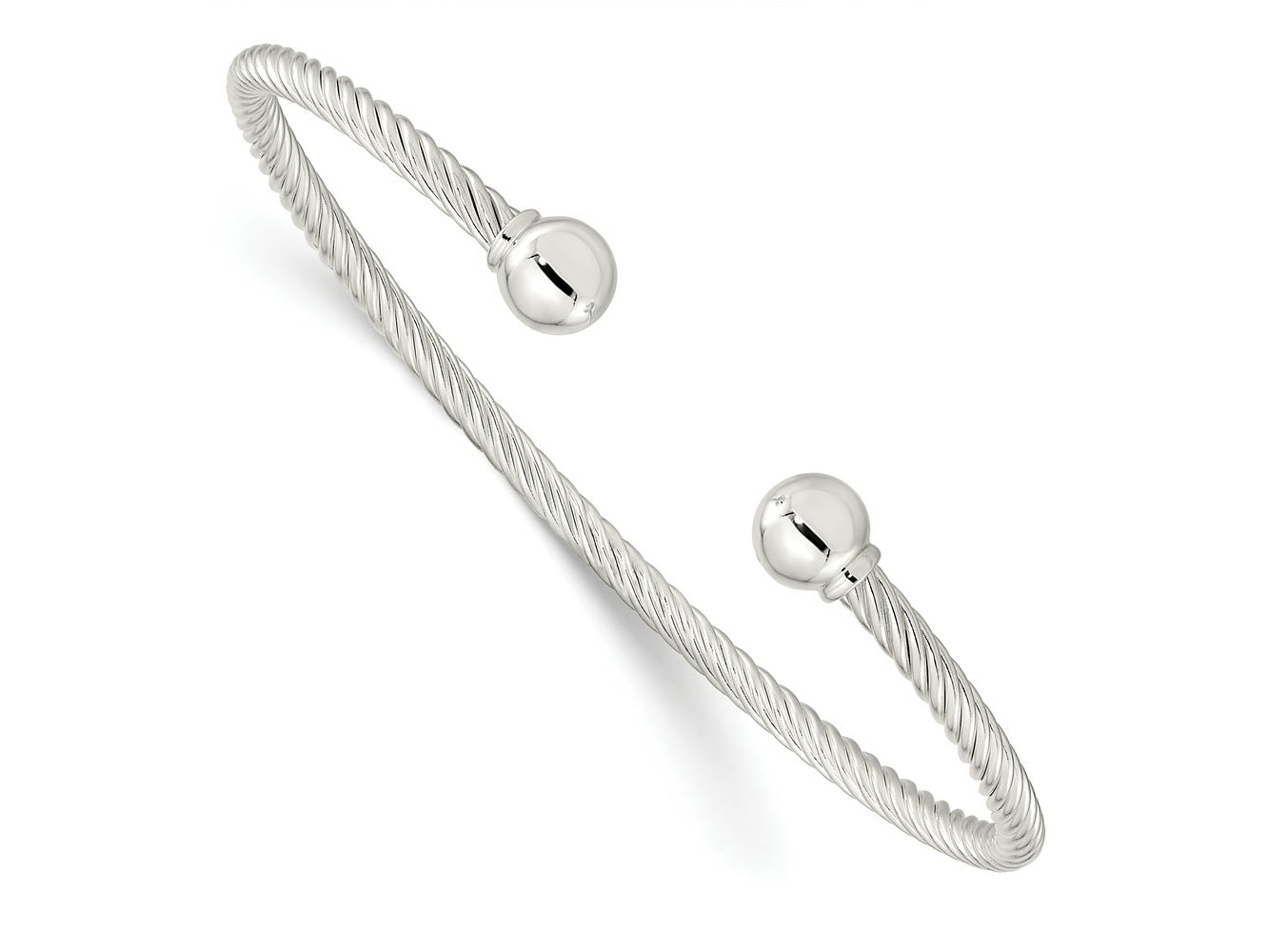 FJC Finejewelers 925 Sterling Silver Polished Twisted with 1 Thread Ball Cuff Bangle 7.75 Inches x 6.8 mm