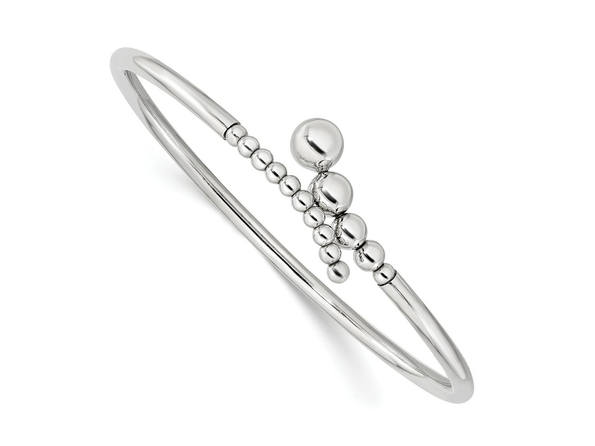 FJC Finejewelers 925 Sterling Silver Rhodium Plated Polished Beaded Flexible Bangle 2.95 mm