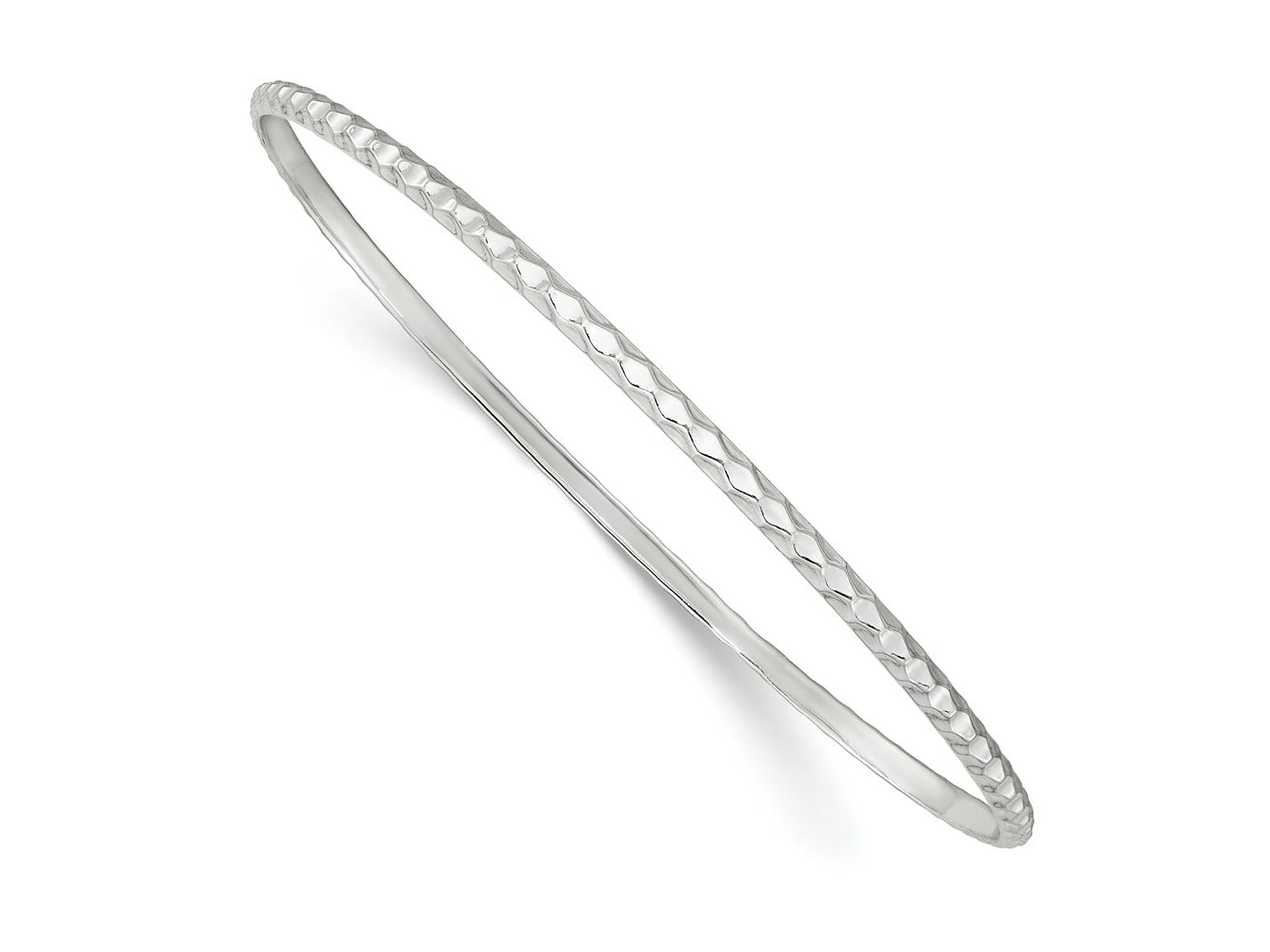 FJC Finejewelers 925 Sterling Silver Polished Textured Slip-on Bangle 2.5 mm
