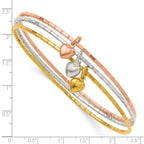 FJC Finejewelers 925 Sterling Silver with Yellow-tone and Rose-tone Puffed Heart 3 Bangle Set 1.75 mm