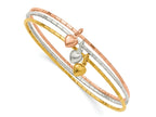 FJC Finejewelers 925 Sterling Silver with Yellow-tone and Rose-tone Puffed Heart 3 Bangle Set 1.75 mm