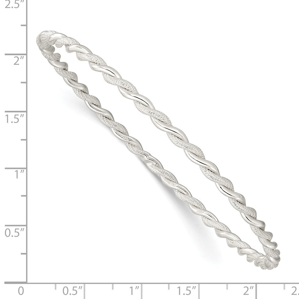 FJC Finejewelers 925 Sterling Silver Polished and Textured Twisted Slip-on Bangle 8 Inches x 3 mm