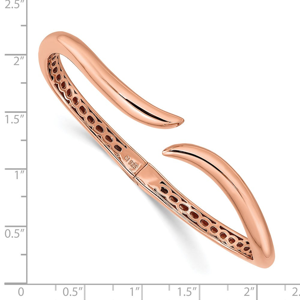 FJC Finejewelers 925 Sterling Silver Rose-tone Polished Wavy Hinged Bangle