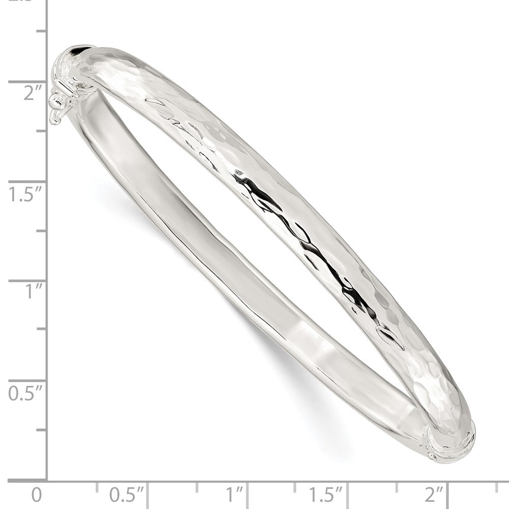 FJC Finejewelers 925 Sterling Silver Polished Textured Hinged Bangle 5.45 mm