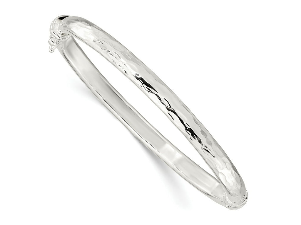 FJC Finejewelers 925 Sterling Silver Polished Textured Hinged Bangle 5.45 mm