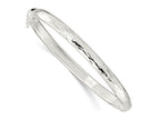 FJC Finejewelers 925 Sterling Silver Polished Textured Hinged Bangle 5.45 mm