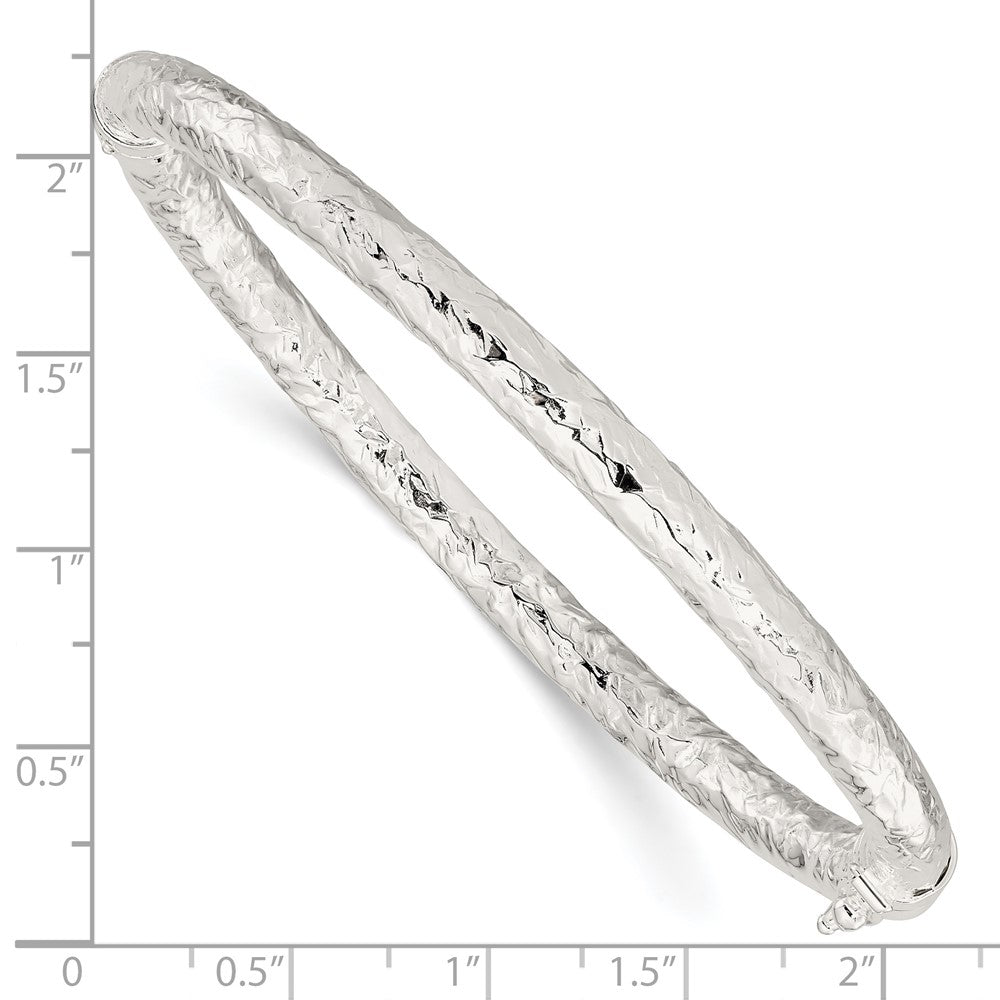 FJC Finejewelers 925 Sterling Silver Polished Textured Hinged Bangle 4.88 mm