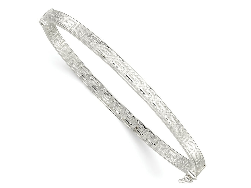 FJC Finejewelers 925 Sterling Silver Polished Greek Key Design Hinged Bangle 3.9 mm