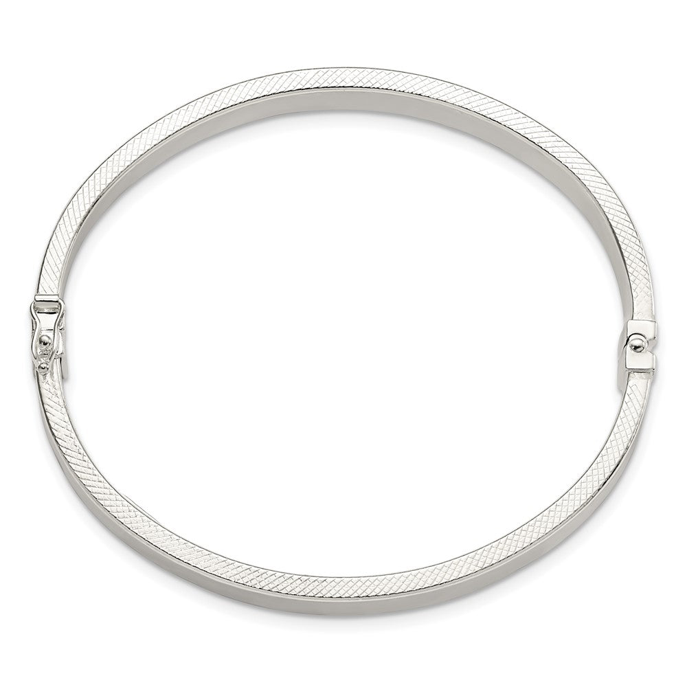 FJC Finejewelers 925 Sterling Silver Polished and Textured Hinged Bangle 6.17 mm