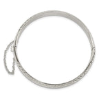 FJC Finejewelers 925 Sterling Silver Rhodium Plated Polished and Bright Cut 7.00mm Hinged Bangle 7 mm