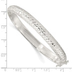 FJC Finejewelers 925 Sterling Silver Rhodium Plated Polished and Bright Cut 7.00mm Hinged Bangle 7 mm