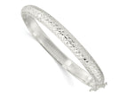 FJC Finejewelers 925 Sterling Silver Rhodium Plated Polished and Bright Cut 7.00mm Hinged Bangle 7 mm