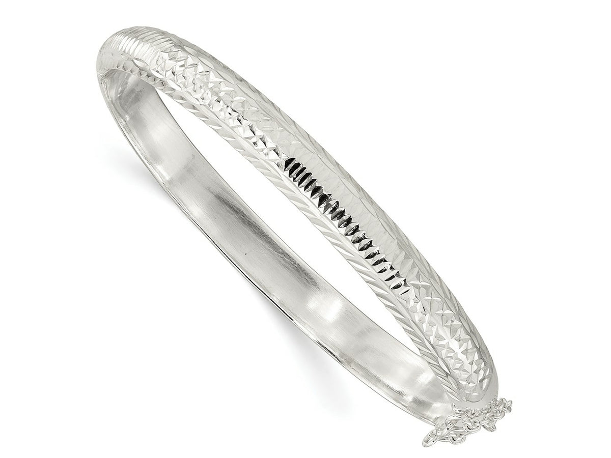 FJC Finejewelers 925 Sterling Silver Polished and Bright Cut Hinged Bangle 7.25 mm