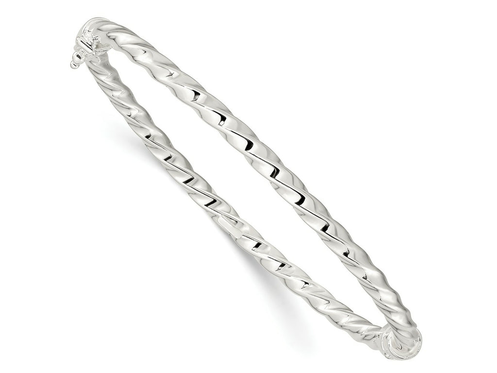 FJC Finejewelers 925 Sterling Silver Polished Twisted Hinged Bangle 4 mm