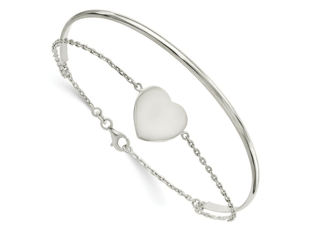 FJC Finejewelers 925 Sterling Silver Polished Heart Bracelet/Bangle 15.7 mm
