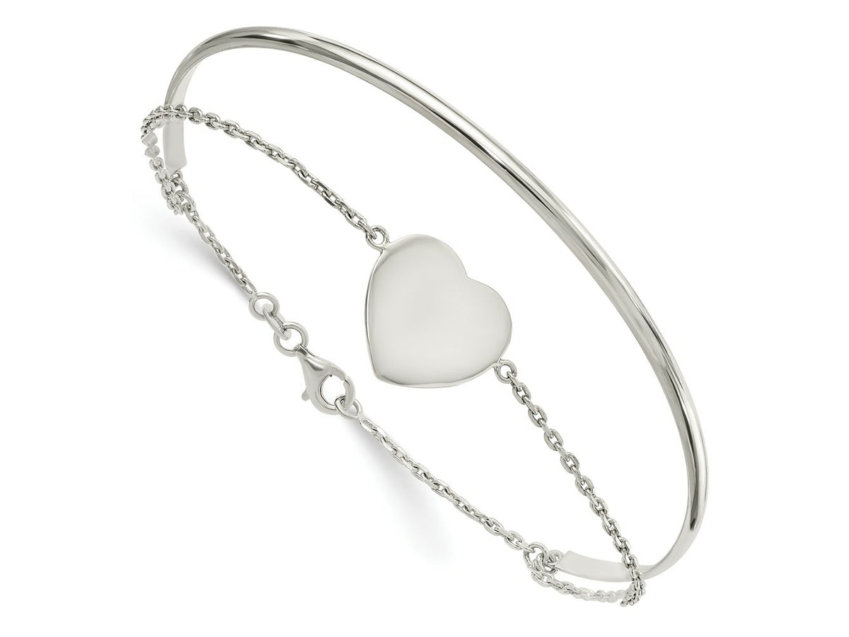 FJC Finejewelers 925 Sterling Silver Polished Heart Bracelet/Bangle 15.7 mm