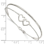 FJC Finejewelers 925 Sterling Silver Polished Double Heart and Bangle 11.5 mm