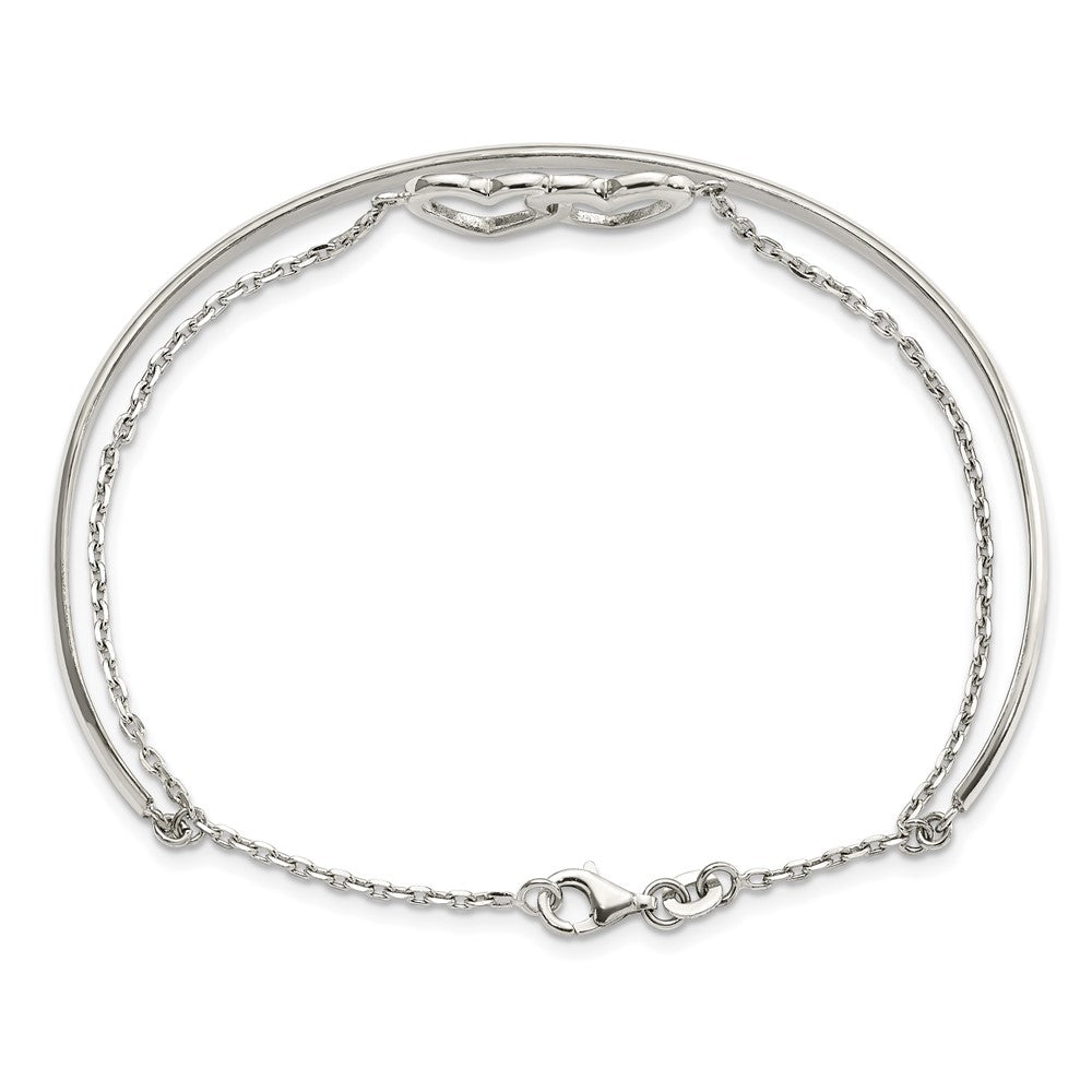 FJC Finejewelers 925 Sterling Silver Polished Double Heart and Bangle 11.5 mm