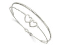 FJC Finejewelers 925 Sterling Silver Polished Double Heart and Bangle 11.5 mm