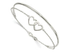FJC Finejewelers 925 Sterling Silver Polished Double Heart and Bangle 11.5 mm