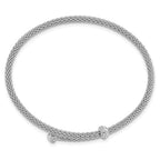 FJC Finejewelers 925 Sterling Silver Rhodium Plated Polished CZ Flexible Cuff Bangle 4.3 mm