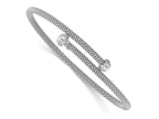FJC Finejewelers 925 Sterling Silver Rhodium Plated Polished CZ Flexible Cuff Bangle 4.3 mm