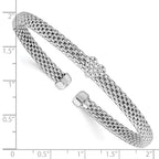 FJC Finejewelers 925 Sterling Silver Rhodium Plated Polished CZ Heart Mesh Cuff Bangle 4.9 mm
