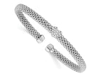 FJC Finejewelers 925 Sterling Silver Rhodium Plated Polished CZ Heart Mesh Cuff Bangle 4.9 mm